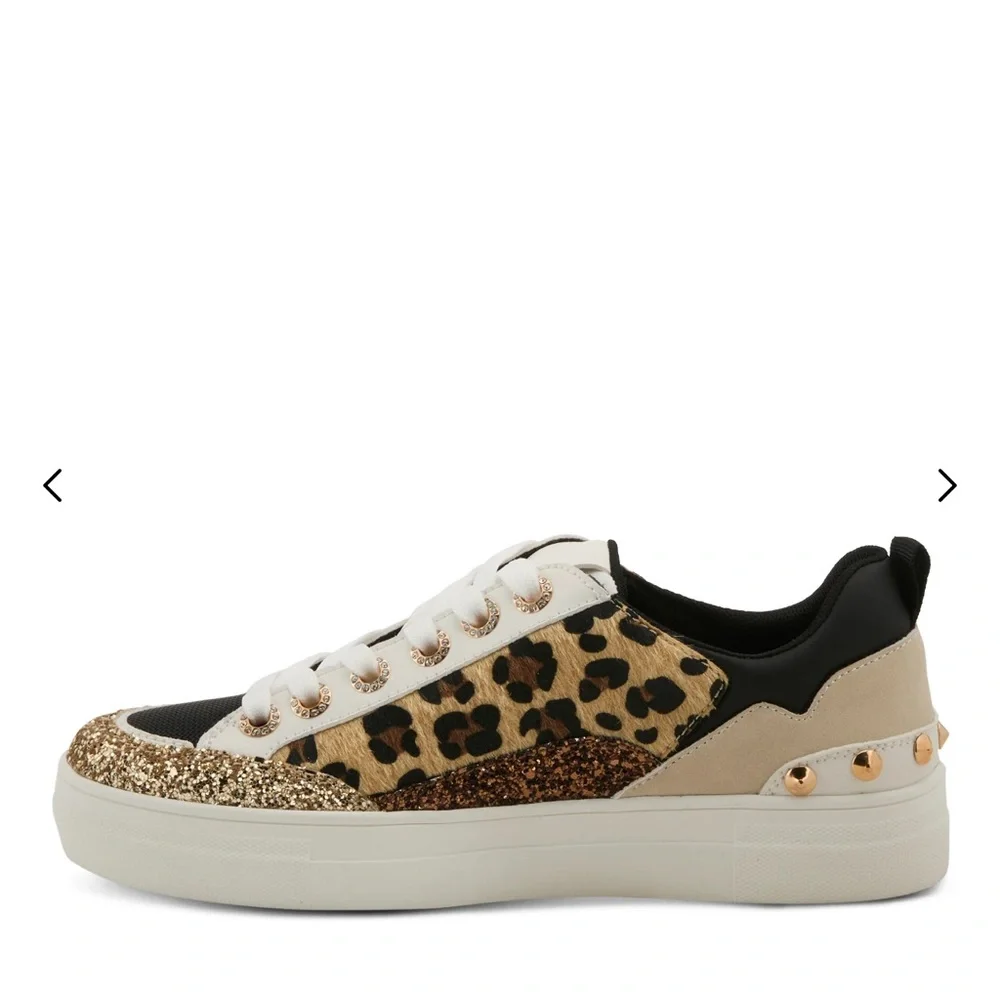 Patrizia Spring Step Leopard and Gold Glitter Sneakers - Picture 4 of 10